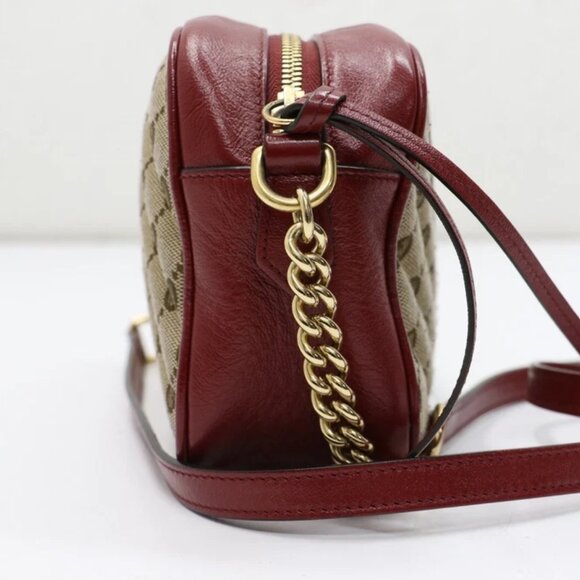 Gucci GG Marmont Small Red Shoulder Bag Diagonal Quilted GG Canvas - Picture 13 of 16